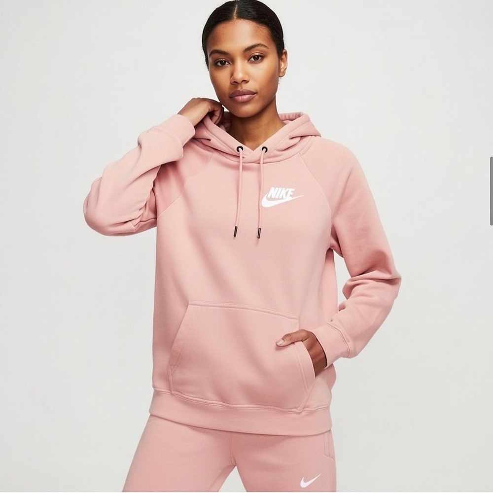 Nike Peach Pink Hoodie Women’s Size L Pullover Swoosh Logo